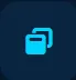 Icon with two overlapping blue chat bubbles on a dark background.