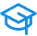 Blue graduation cap icon representing education or academic achievement.