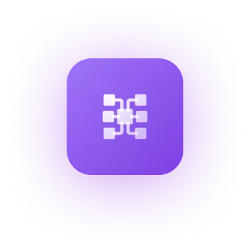 White network or connection nodes icon centered on a purple rounded square background.
