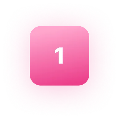 Square pink button with rounded corners displaying the number 1 in white at the center.