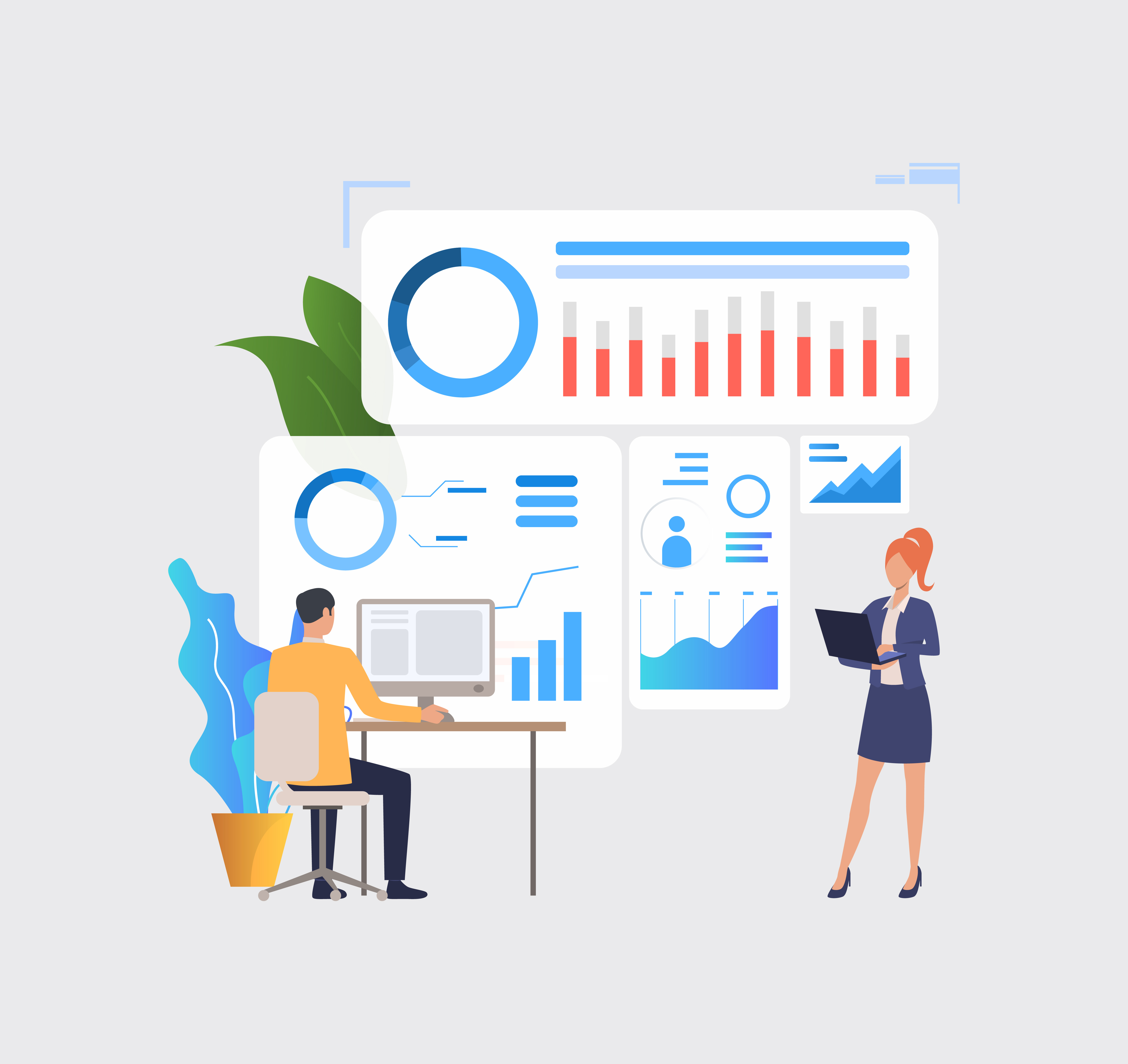 Two professionals reviewing Power BI paginated report licensing options and delivery methods