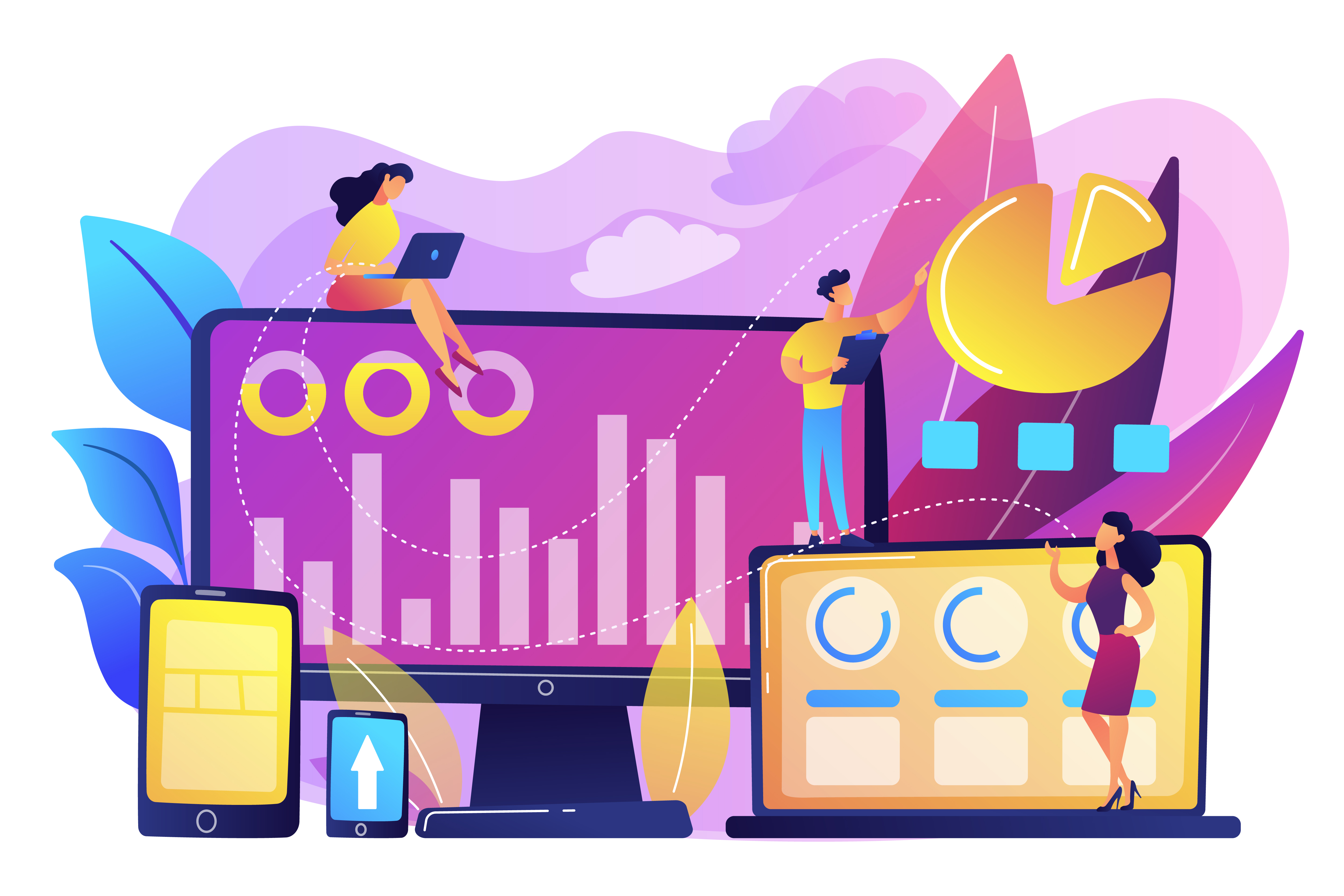 People tracking Power BI report usage and engagement across dashboards on multiple devices